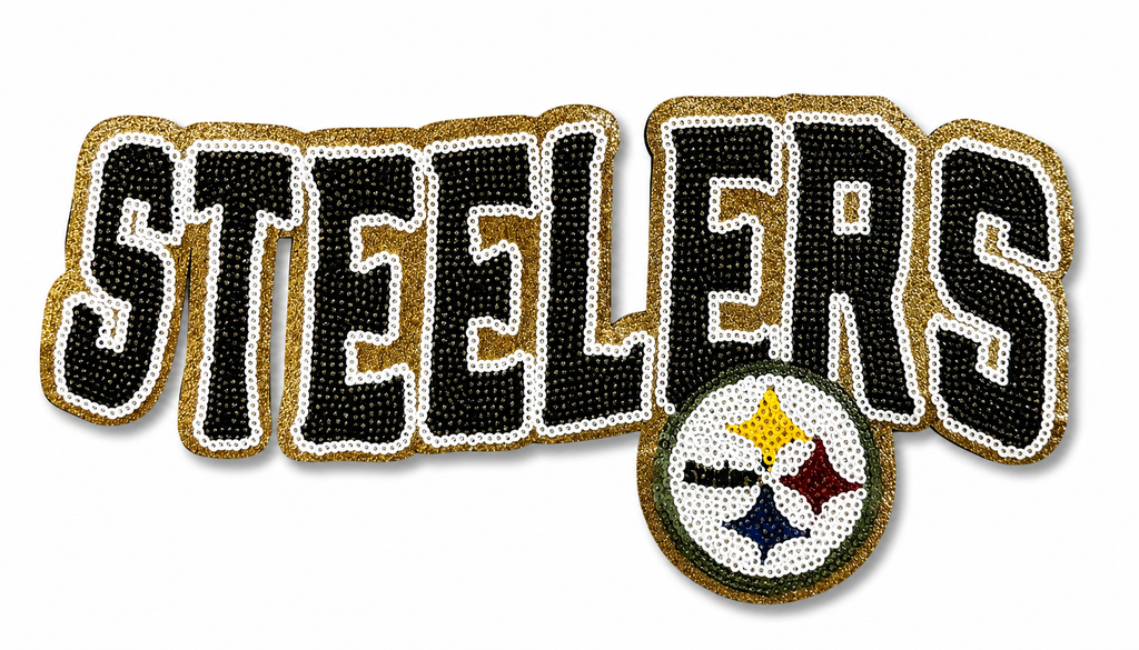 Pittsburgh Steelers Sequin Logo Patch – Black, Gold & White Football Patch
