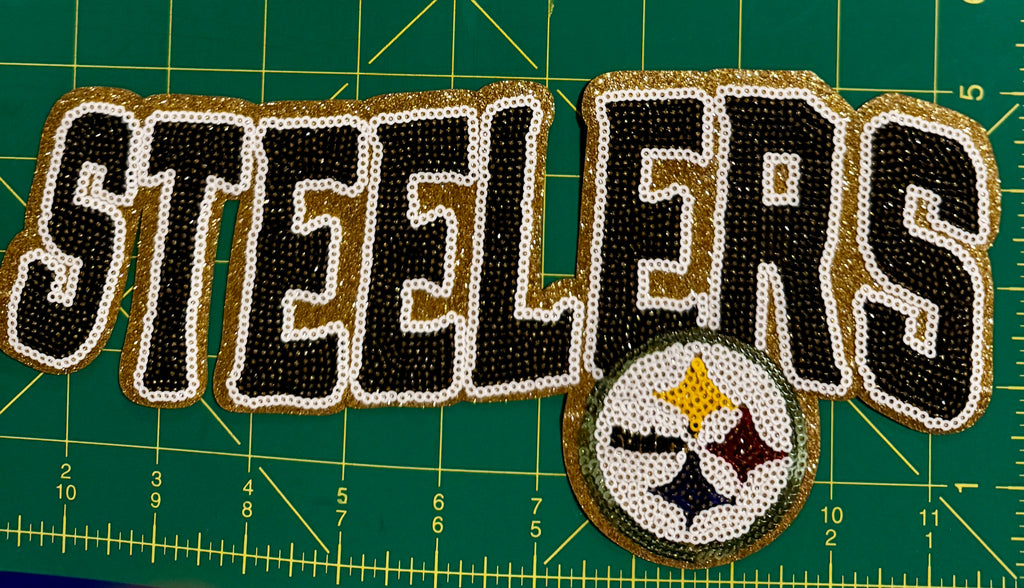 Pittsburgh Steelers Sequin Logo Patch – Black, Gold & White Football Patch