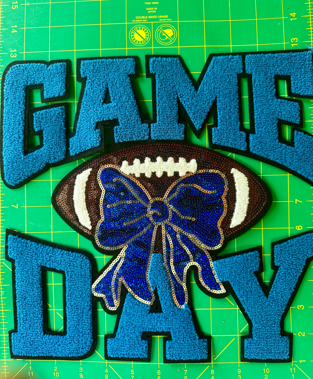 Game Day Football Chenille Patch - Blue