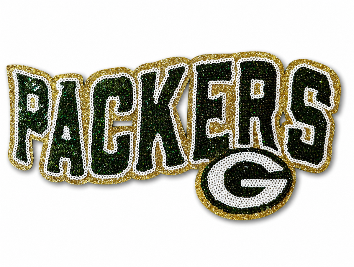 Green Bay Packers Sequin Logo Patch – Green, Gold & White Football Patch