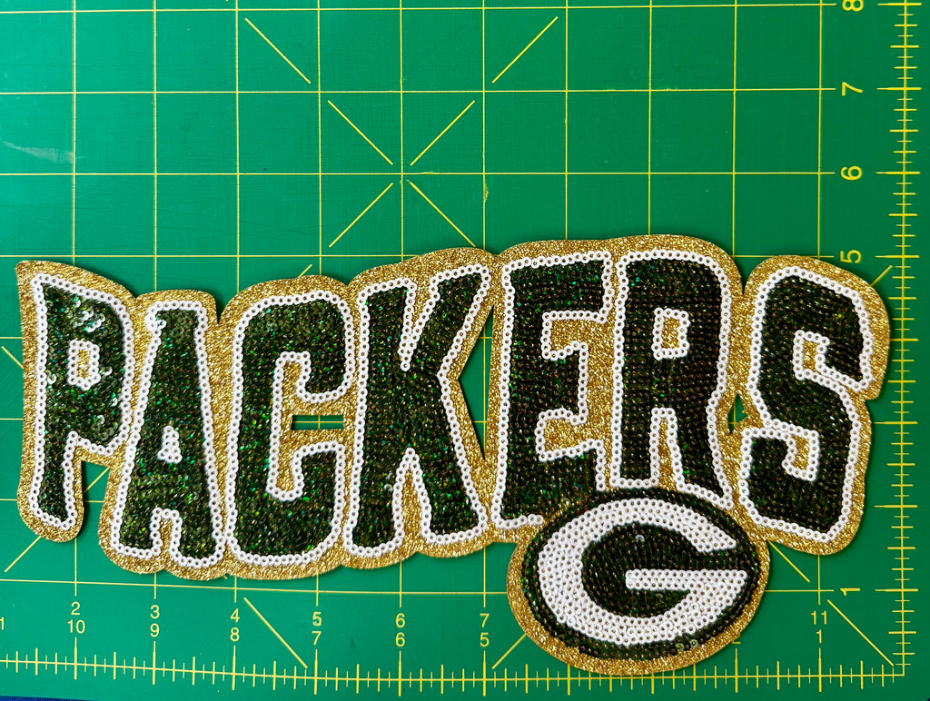 Green Bay Packers Sequin Logo Patch – Green, Gold & White Football Patch