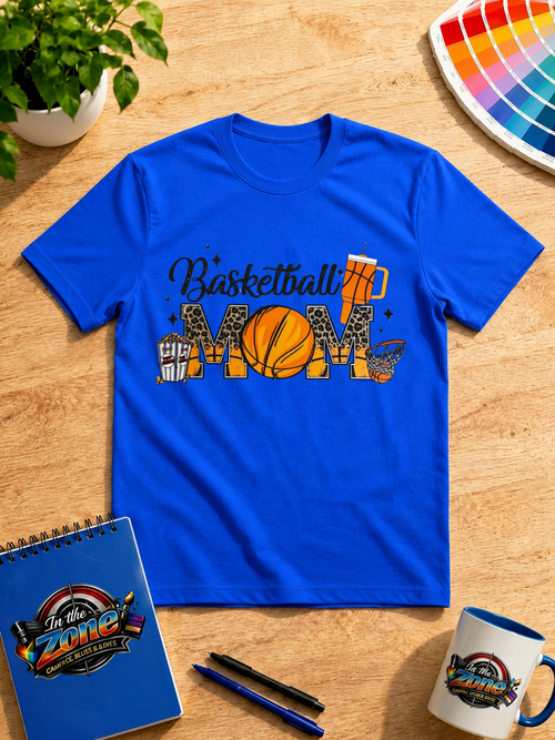 Basketball Mom Leopard Print Graphic Shirt – Game Day Sports Mom Tee