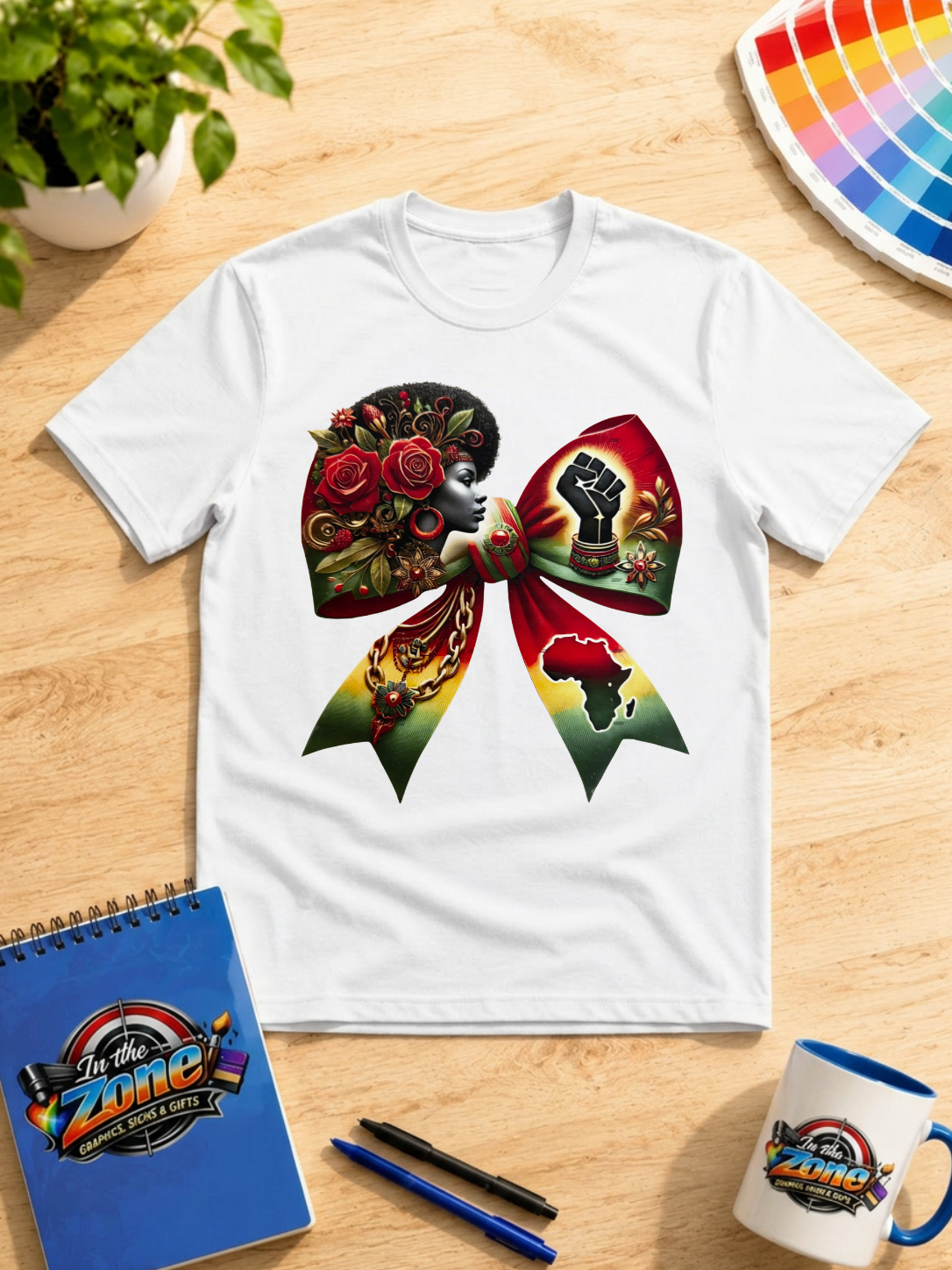African Pride Bow Graphic Shirt – Black Woman Empowerment & Heritage Tee