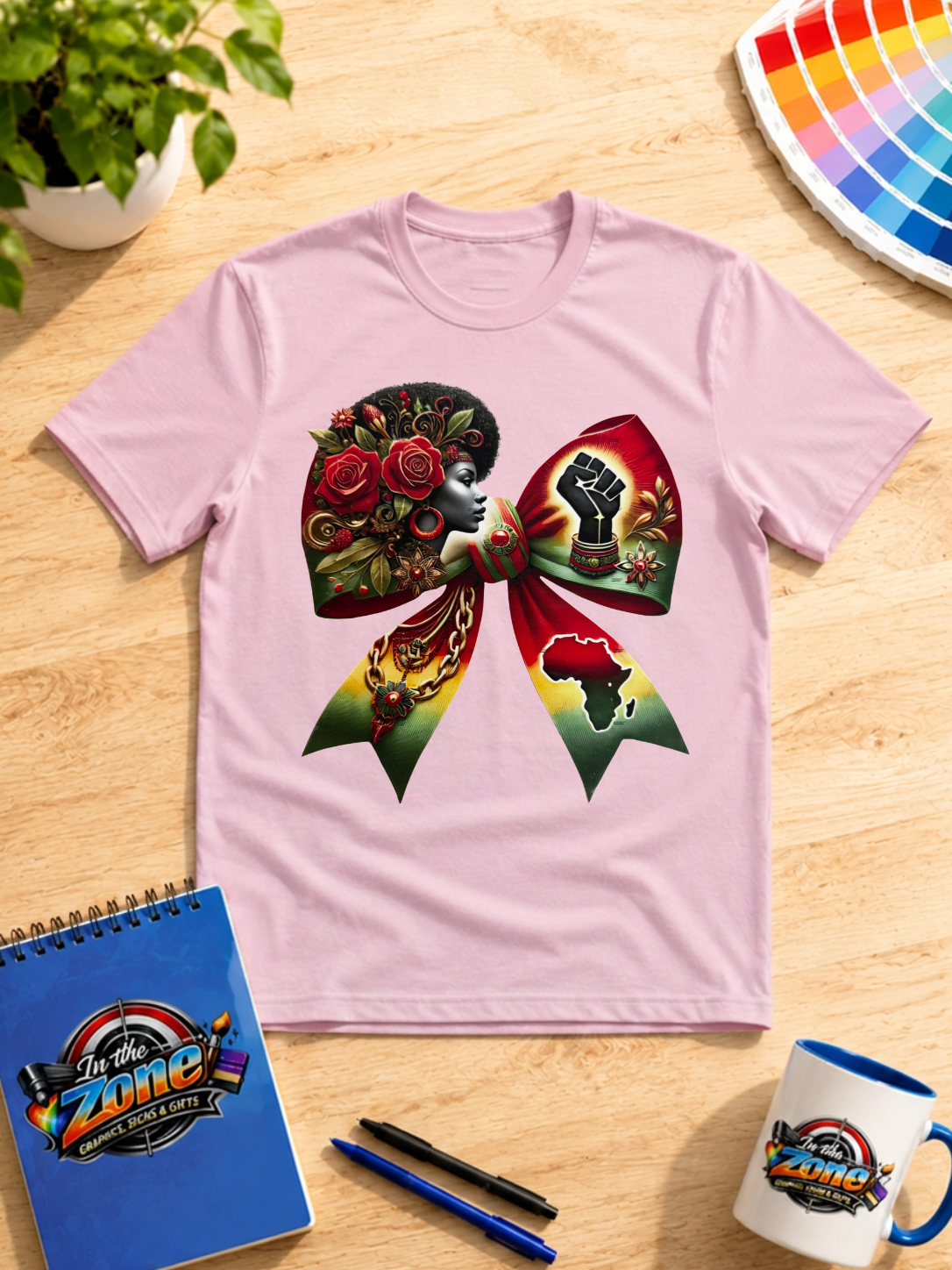 African Pride Bow Graphic Shirt – Black Woman Empowerment & Heritage Tee