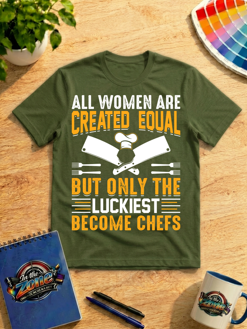 All Women Are Created Equal But Only The Luckiest Become Chefs Graphic T-Shirt | Chef Women Shirt