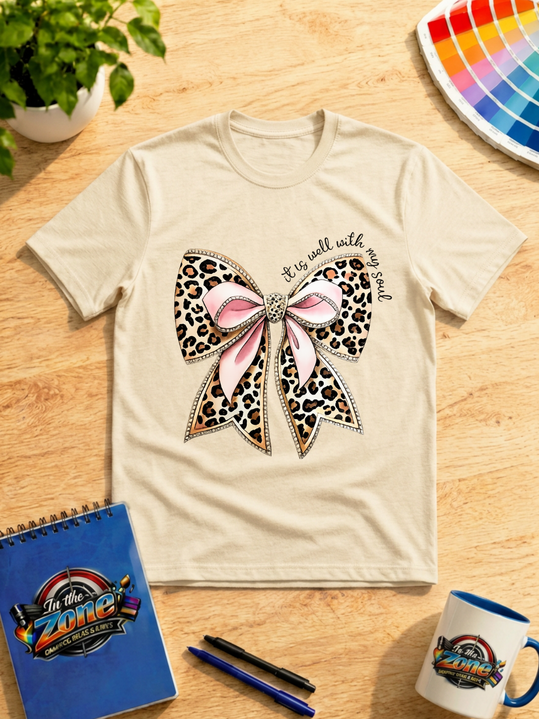 It Is Well With My Soul Leopard Bow Christian Graphic Shirt