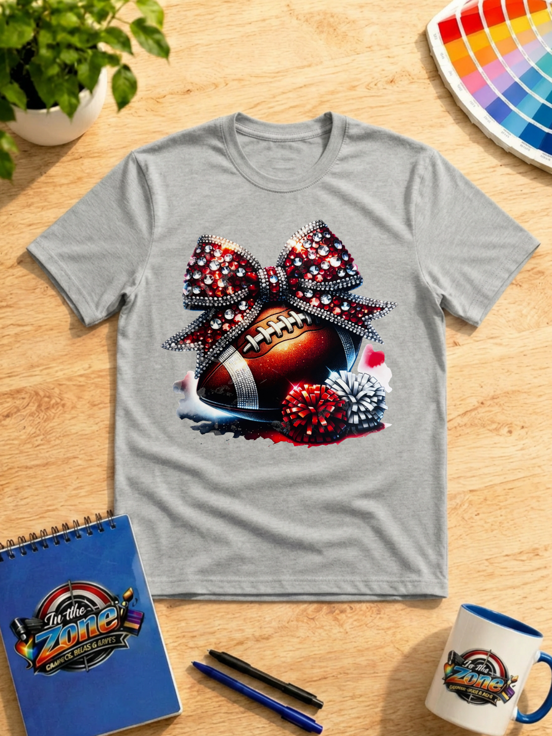 Football Bow Graphic Shirt – Sparkle Game Day Cheer Tee
