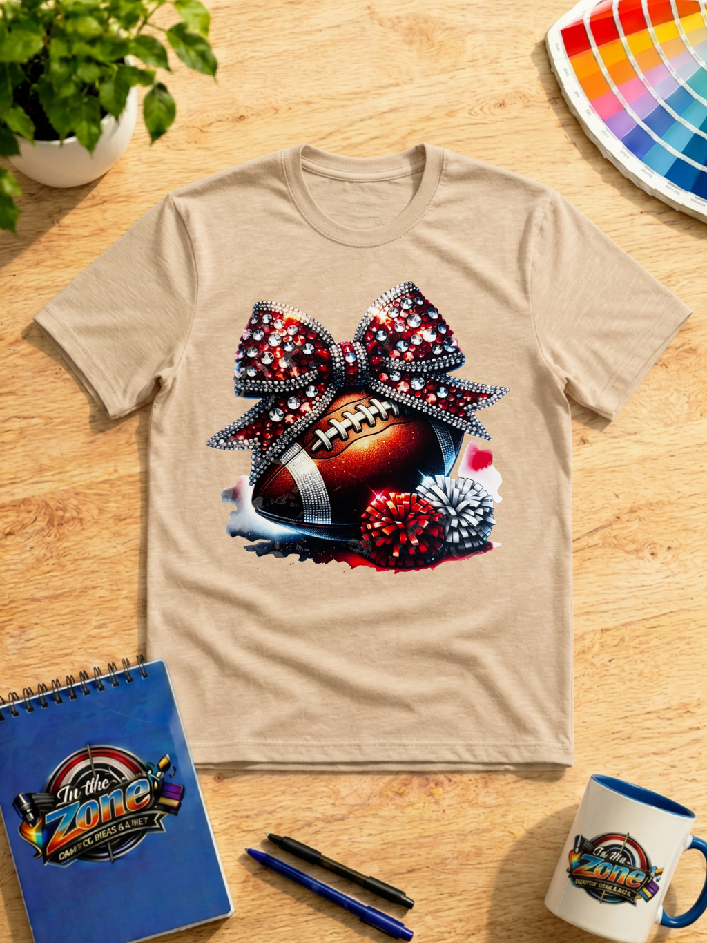 Football Bow Graphic Shirt – Sparkle Game Day Cheer Tee