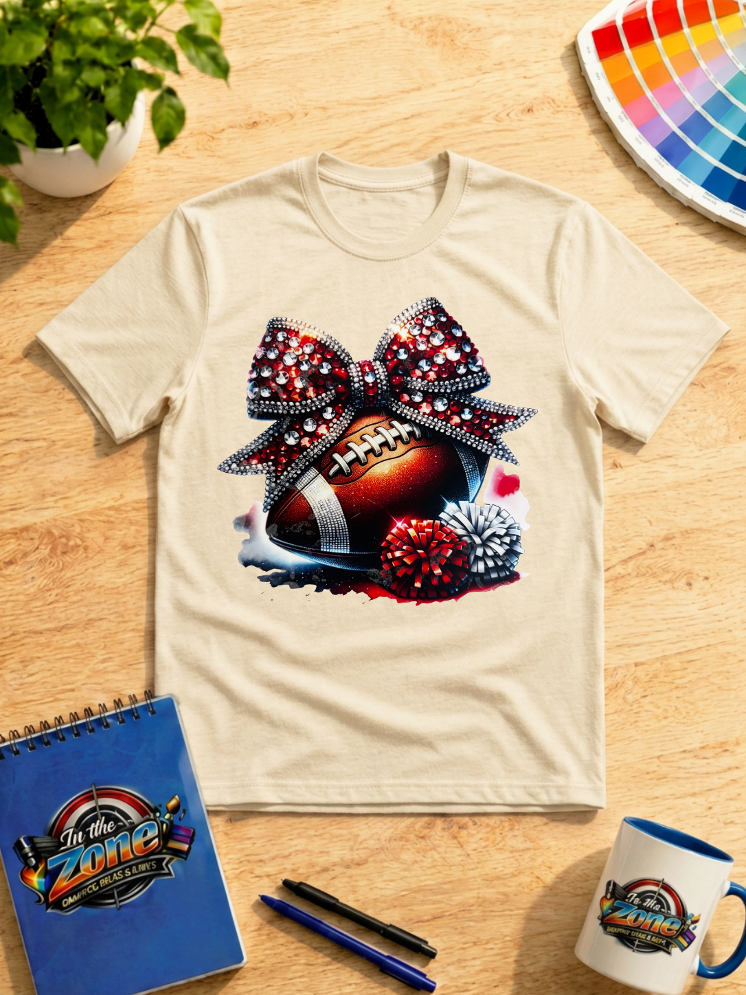 Football Bow Graphic Shirt – Sparkle Game Day Cheer Tee