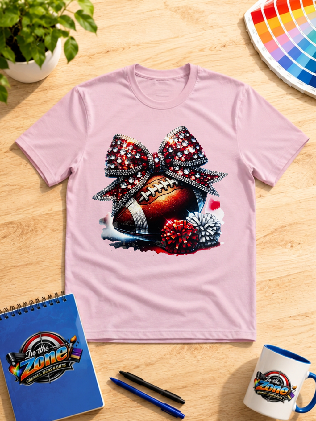 Football Bow Graphic Shirt – Sparkle Game Day Cheer Tee