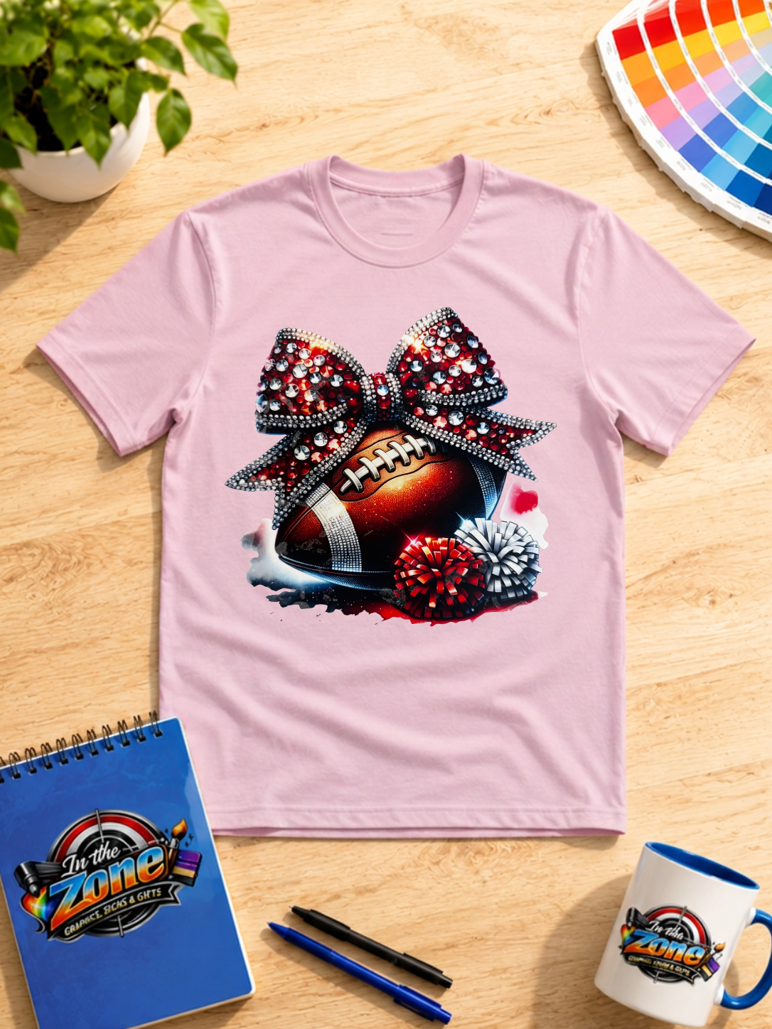 Football Bow Graphic Shirt – Sparkle Game Day Cheer Tee