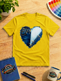 Denim Heart Graphic Shirt – Blue Jean Patchwork Love Tee