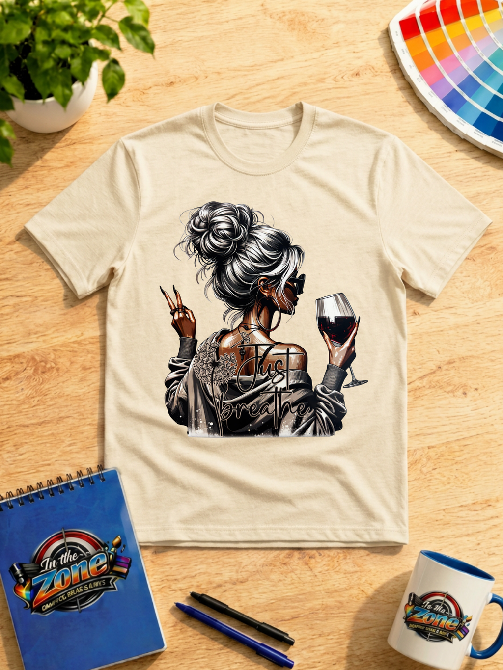 Just Breathe Woman Graphic Shirt – Relax & Unwind Self-Care Tee
