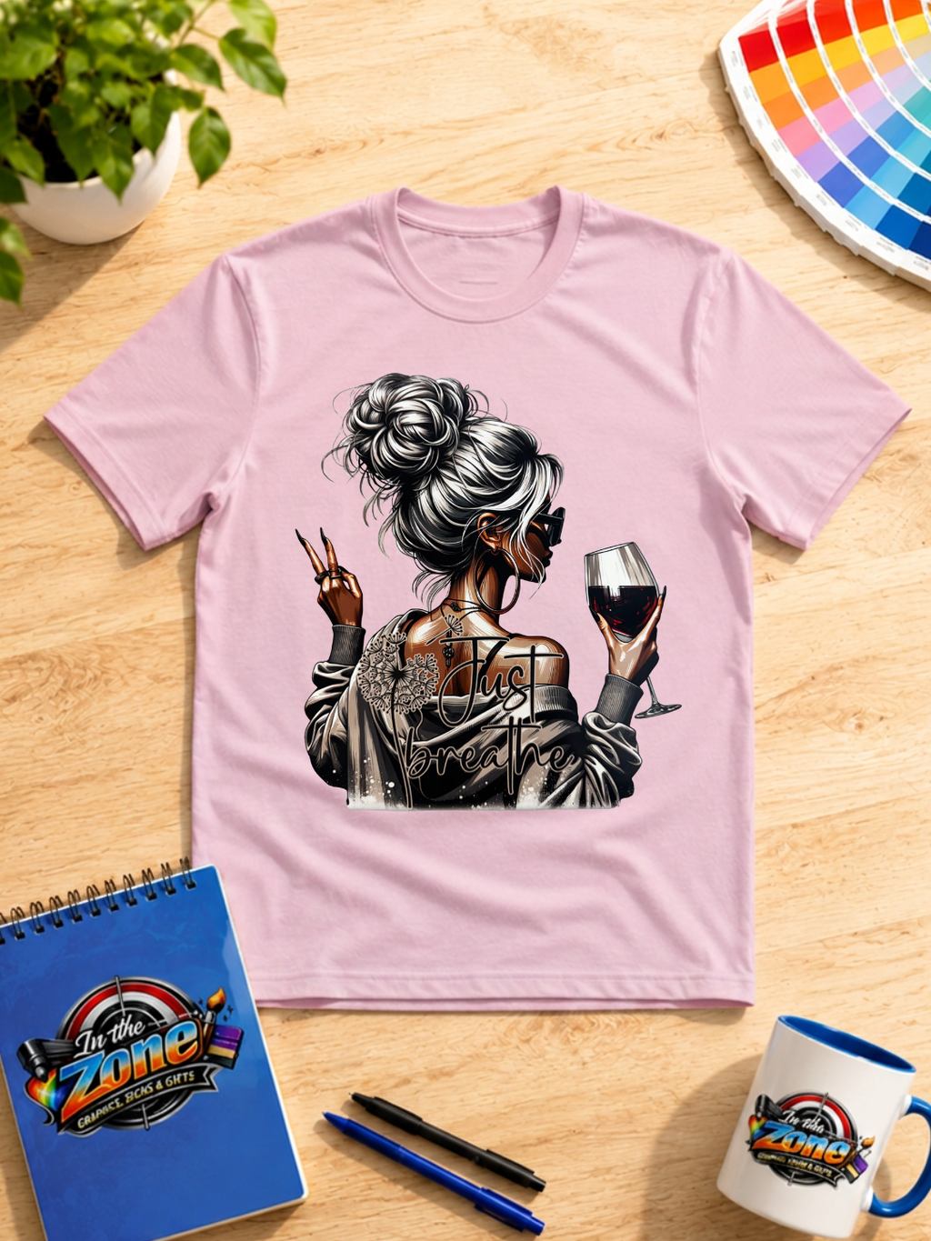 Just Breathe Woman Graphic Shirt – Relax & Unwind Self-Care Tee