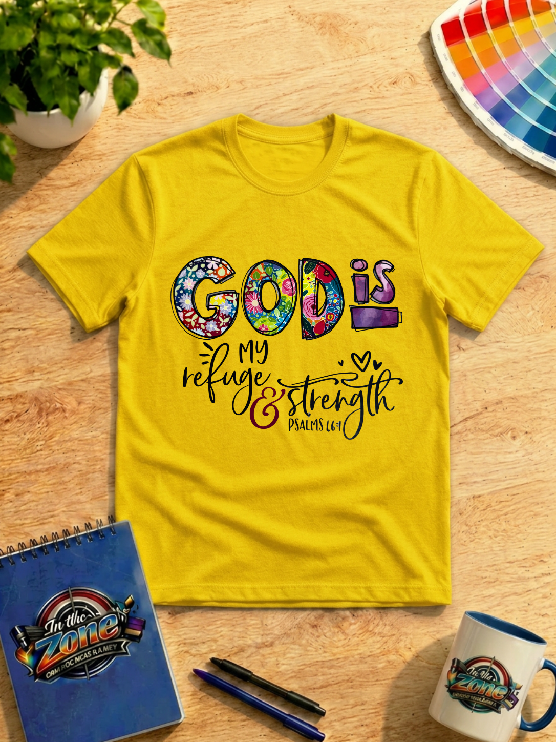 God Is My Refuge & Strength Psalm 46:1 Christian Graphic T-Shirt