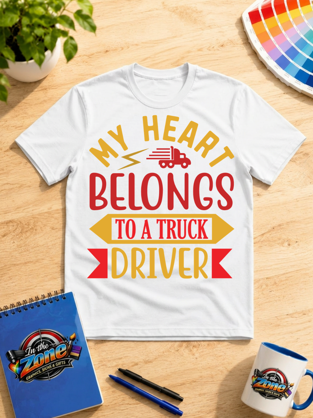 My Heart Belongs to a Truck Driver Graphic Shirt | Trucker Wife & Girlfriend Gift