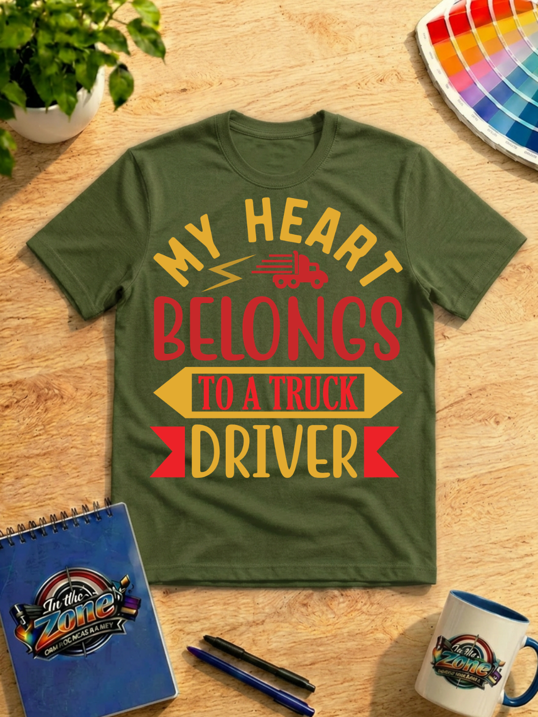 My Heart Belongs to a Truck Driver Graphic Shirt | Trucker Wife & Girlfriend Gift