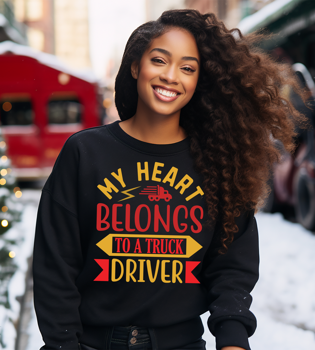 My Heart Belongs to a Truck Driver Graphic Shirt | Trucker Wife & Girlfriend Gift