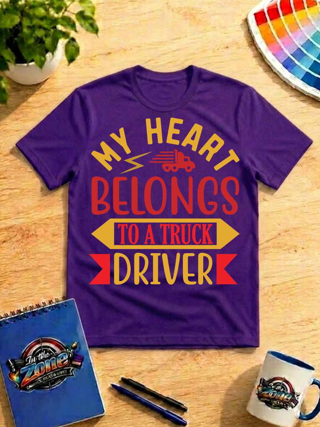 My Heart Belongs to a Truck Driver Graphic Shirt | Trucker Wife & Girlfriend Gift