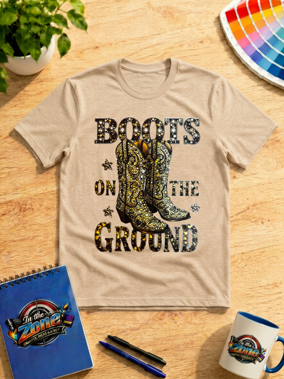Boots on the Ground Western Graphic T-Shirt | Rhinestone Cowgirl Boot Tee