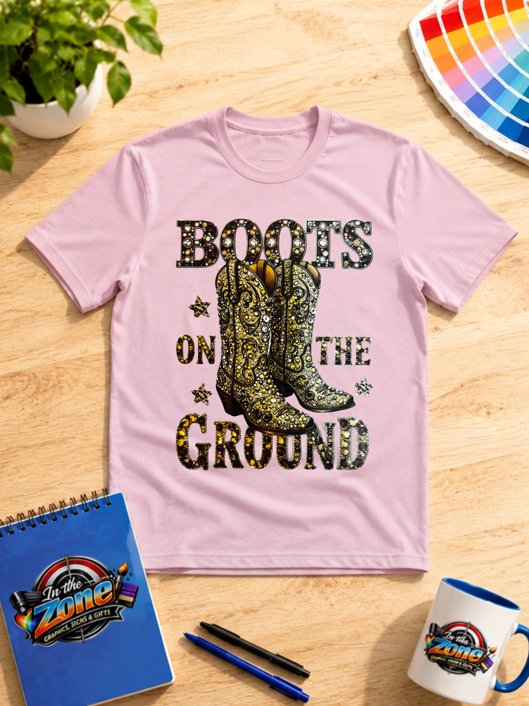 Boots on the Ground Western Graphic T-Shirt | Rhinestone Cowgirl Boot Tee