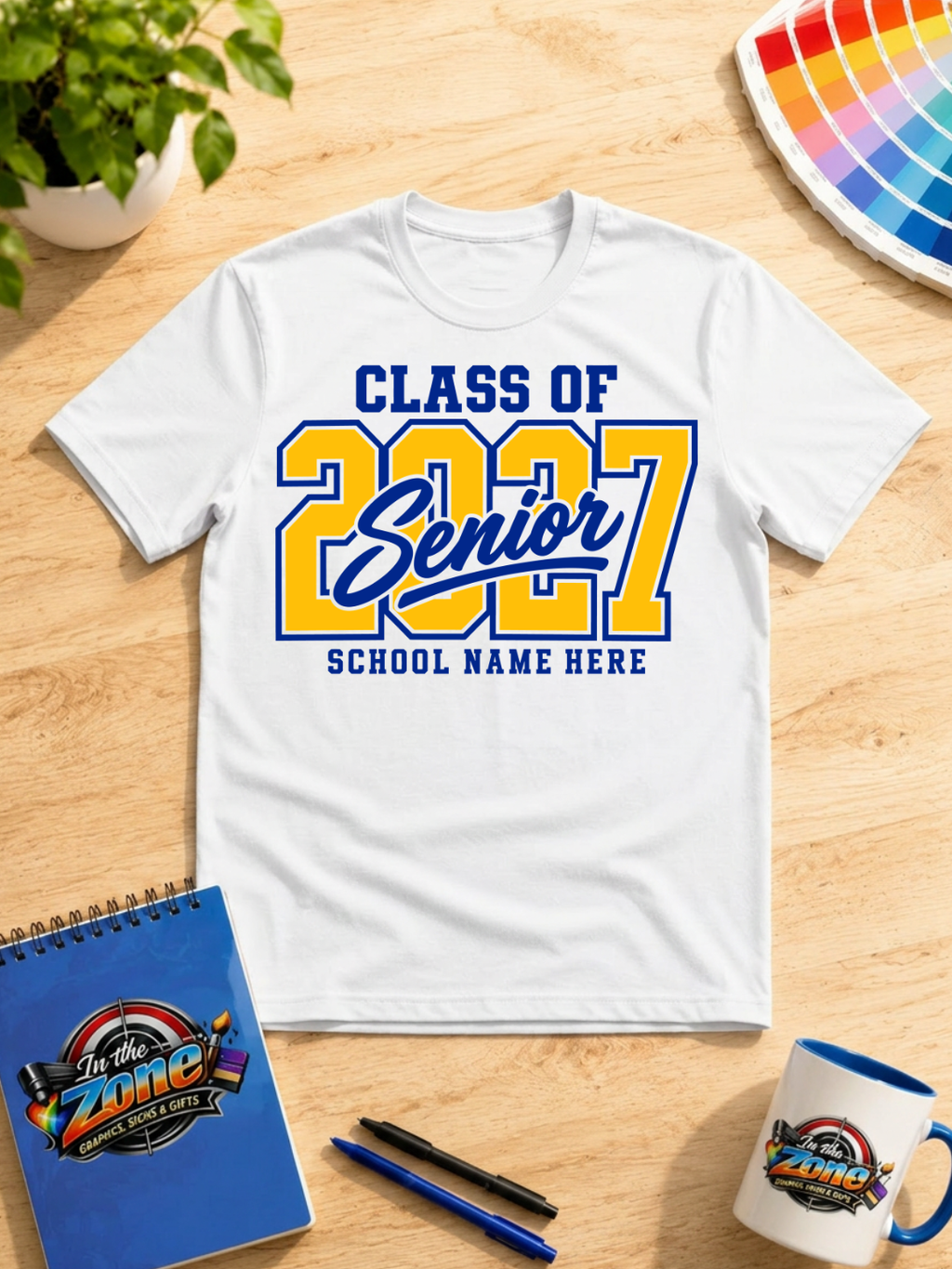 Class of 2027 Senior School Spirit Graphic T-Shirt | Custom Graduation Year Shirt