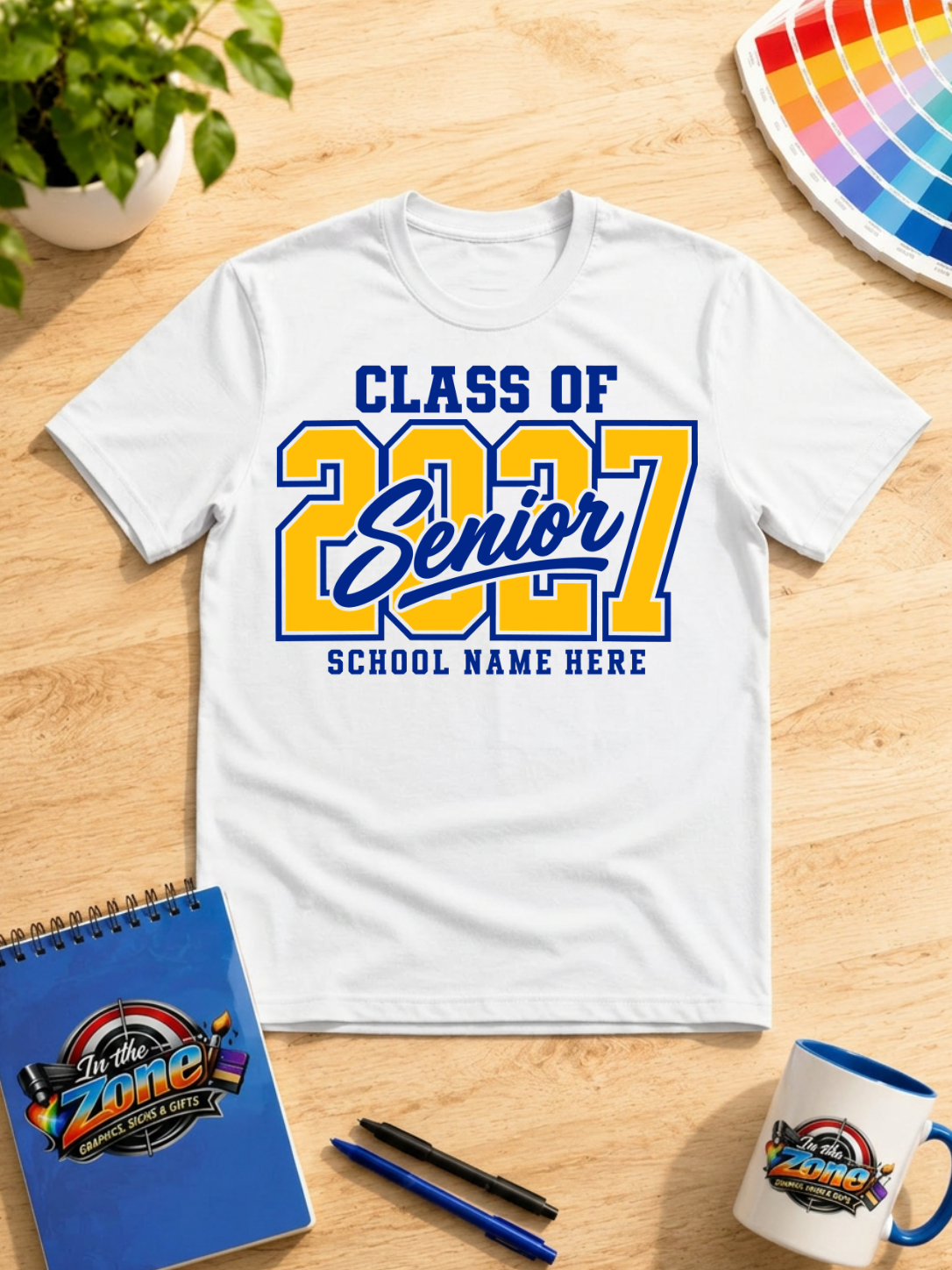 Class of 2027 Senior School Spirit Graphic T-Shirt | Custom Graduation Year Shirt