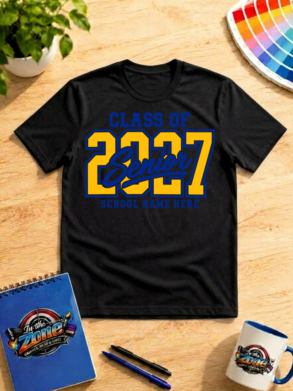 Class of 2027 Senior School Spirit Graphic T-Shirt | Custom Graduation Year Shirt