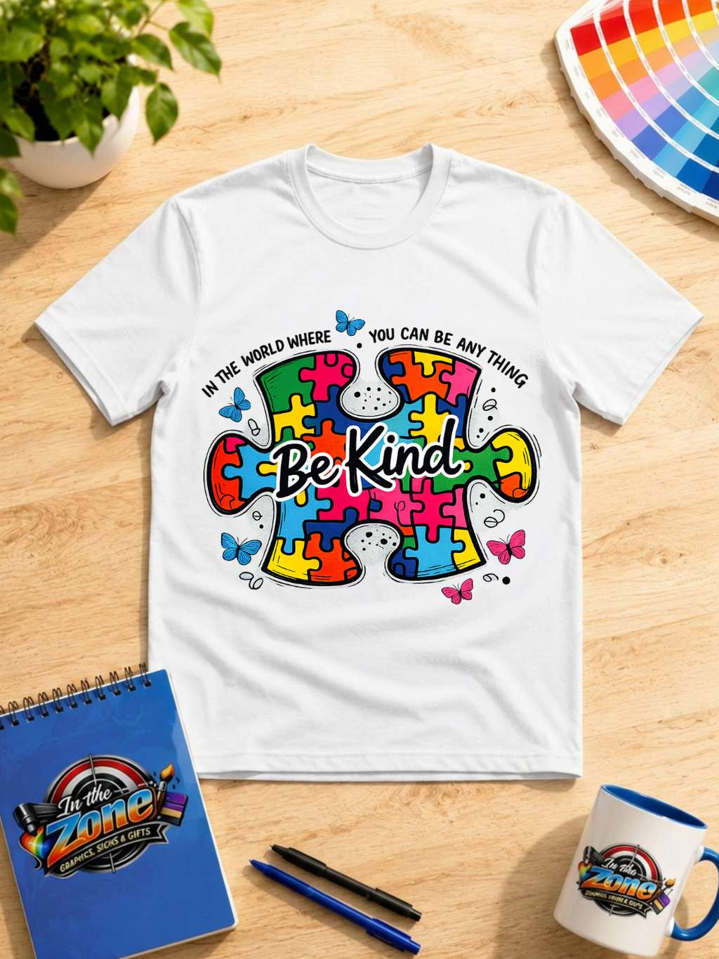 Be Kind Autism Acceptance Graphic Shirt | Colorful Puzzle Piece Tee, Sweatshirt & Hoodie