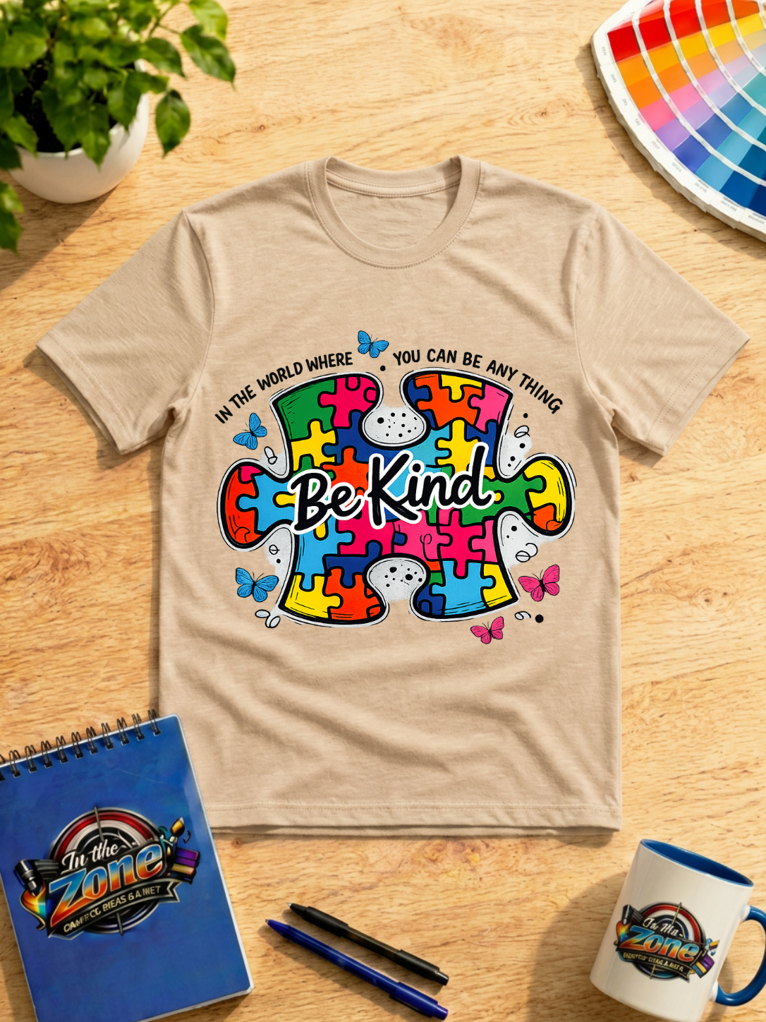 Be Kind Autism Acceptance Graphic Shirt | Colorful Puzzle Piece Tee, Sweatshirt & Hoodie