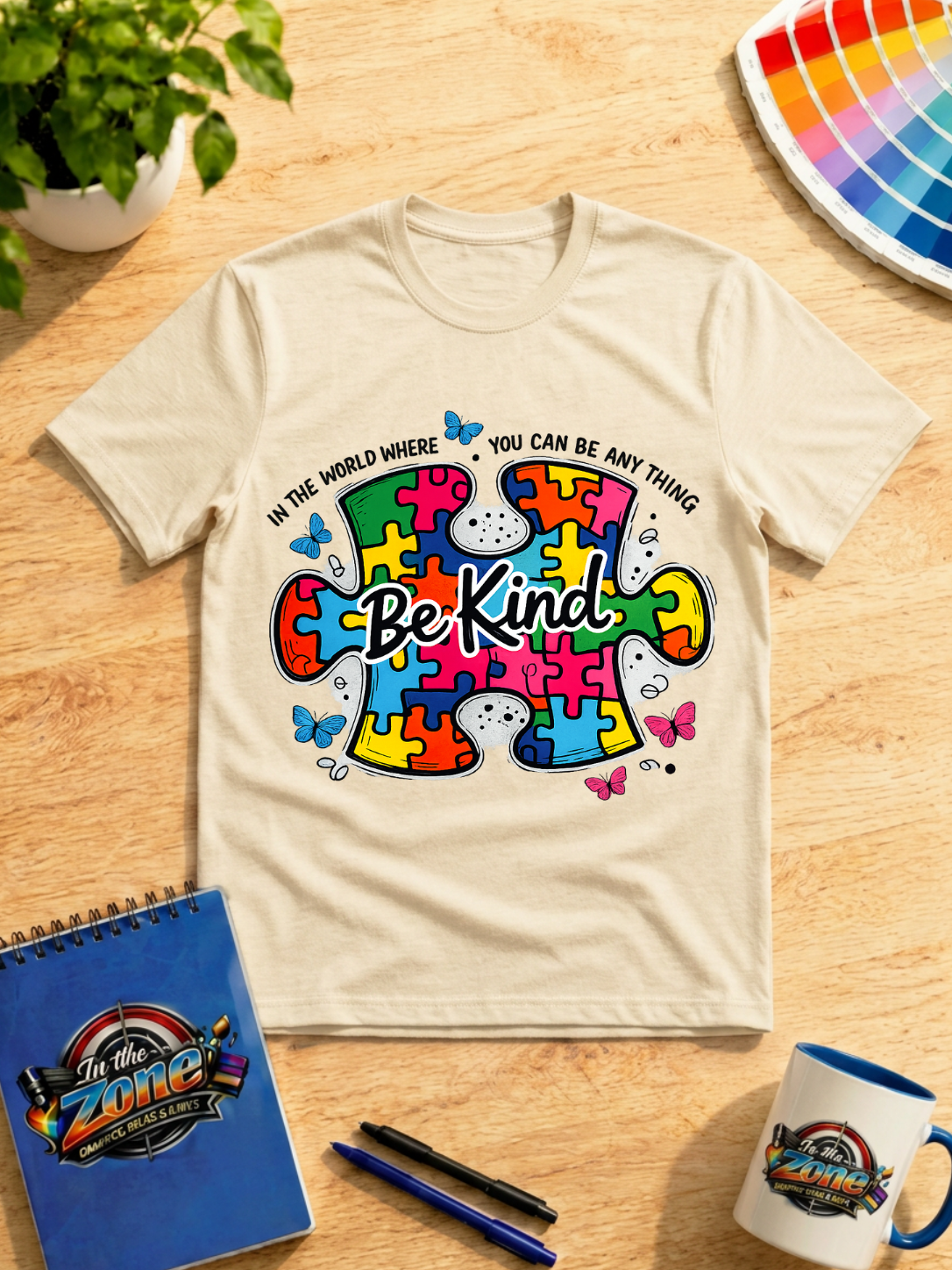 Be Kind Autism Acceptance Graphic Shirt | Colorful Puzzle Piece Tee, Sweatshirt & Hoodie