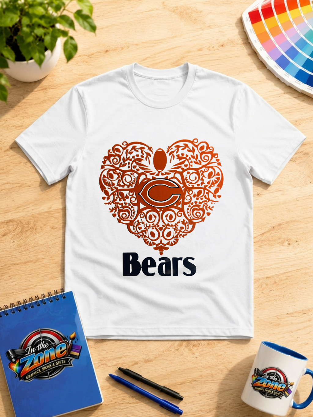 Chicago Bears Football Heart Graphic Shirt | Bears Fan Tee, Sweatshirt & Hoodie