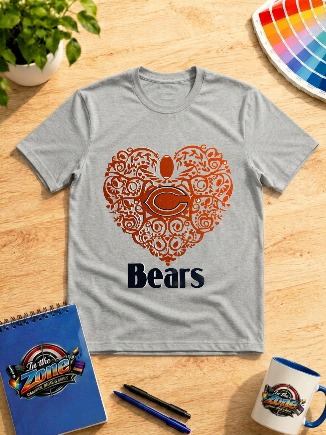 Chicago Bears Football Heart Graphic Shirt | Bears Fan Tee, Sweatshirt & Hoodie