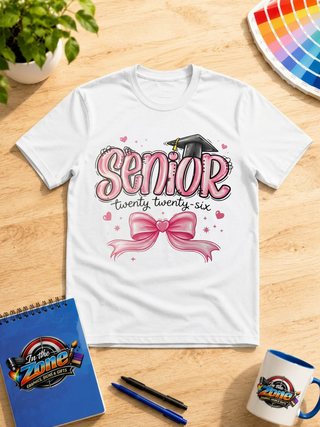 Senior 2026 Graduation Graphic Shirt | Pink Bow Class of 2026 Tee, Sweatshirt & Hoodie