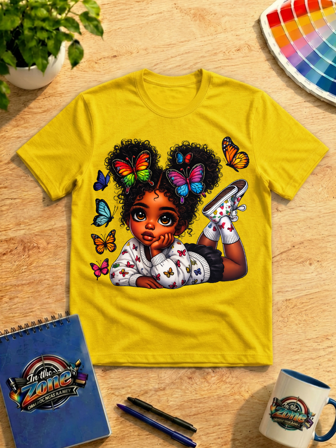 Butterfly Girl Graphic Shirt | Colorful Black Girl Butterfly Tee, Sweatshirt & Hoodie