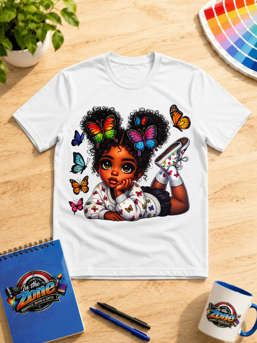 Butterfly Girl Graphic Shirt | Colorful Black Girl Butterfly Tee, Sweatshirt & Hoodie