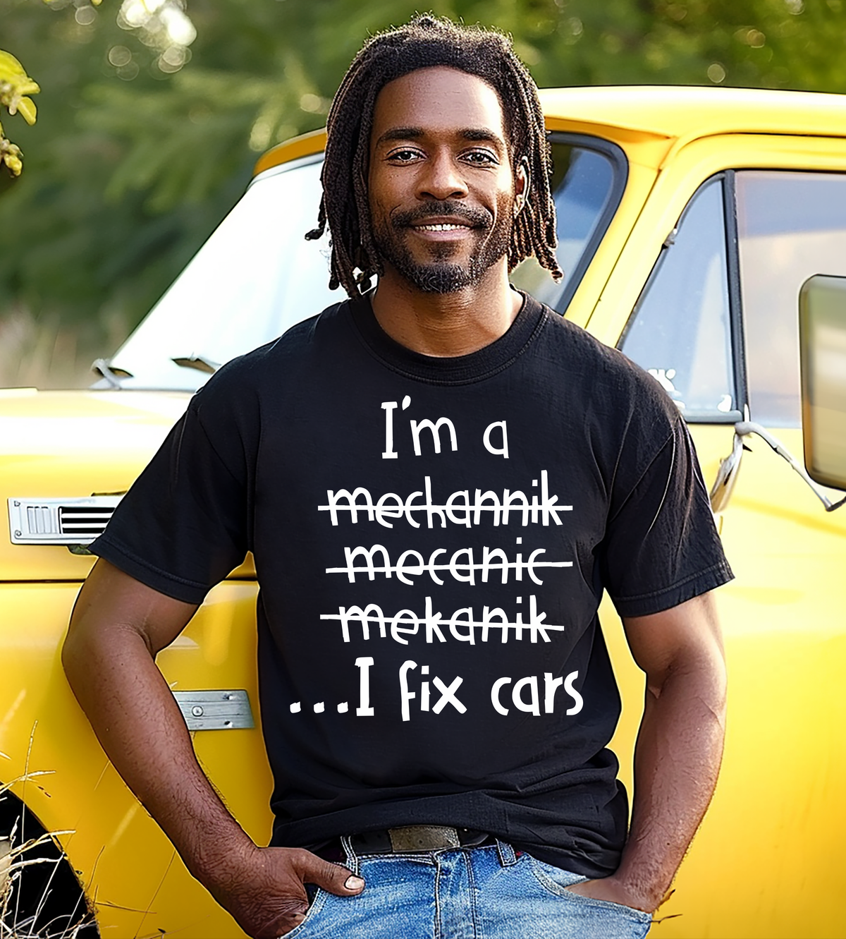 I'm a Mechanic... I Fix Cars – Funny Auto Mechanic Graphic T-Shirt in White
