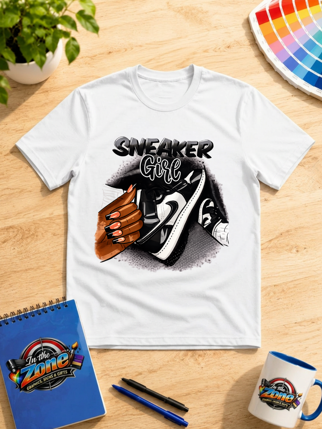 Sneaker Girl Black & White Graphic T-Shirt