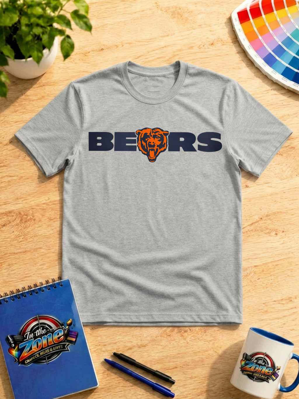 Bears Football Graphic T-Shirt – Navy & Orange Bear Game Day Tee
