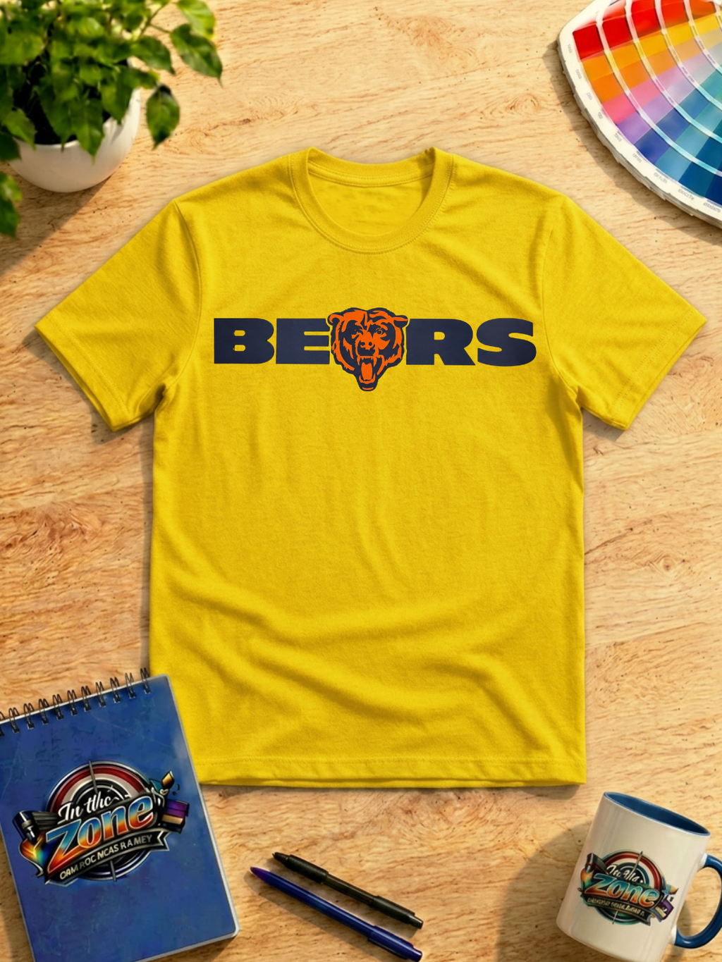 Bears Football Graphic T-Shirt – Navy & Orange Bear Game Day Tee