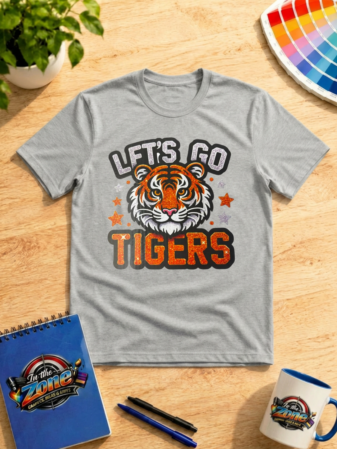 Let’s Go Tigers Glitter-Style Graphic T-Shirt – Tiger Pride Game Day Tee