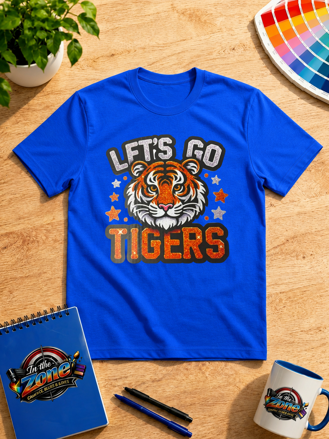 Let’s Go Tigers Glitter-Style Graphic T-Shirt – Tiger Pride Game Day Tee