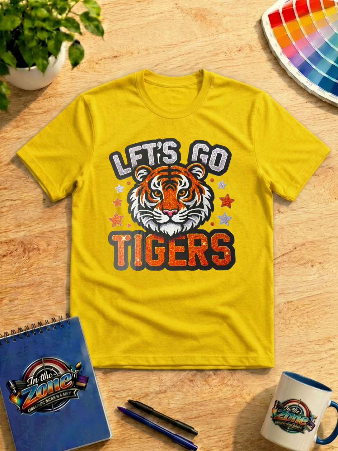 Let’s Go Tigers Glitter-Style Graphic T-Shirt – Tiger Pride Game Day Tee
