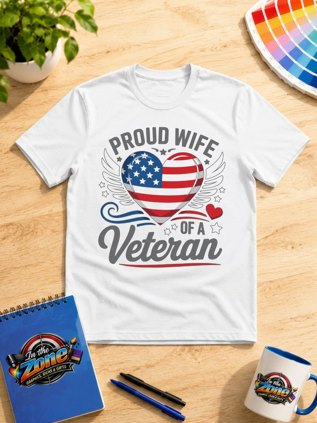 Proud Wife of a Veteran Patriotic Graphic T-Shirt – Military Spouse Appreciation Tee