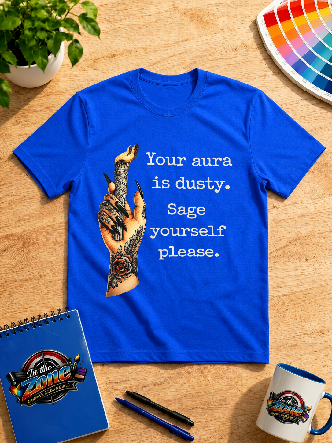 Your Aura Is Dusty, Sage Yourself Please Graphic Shirt – Funny Spiritual Witchy Tee