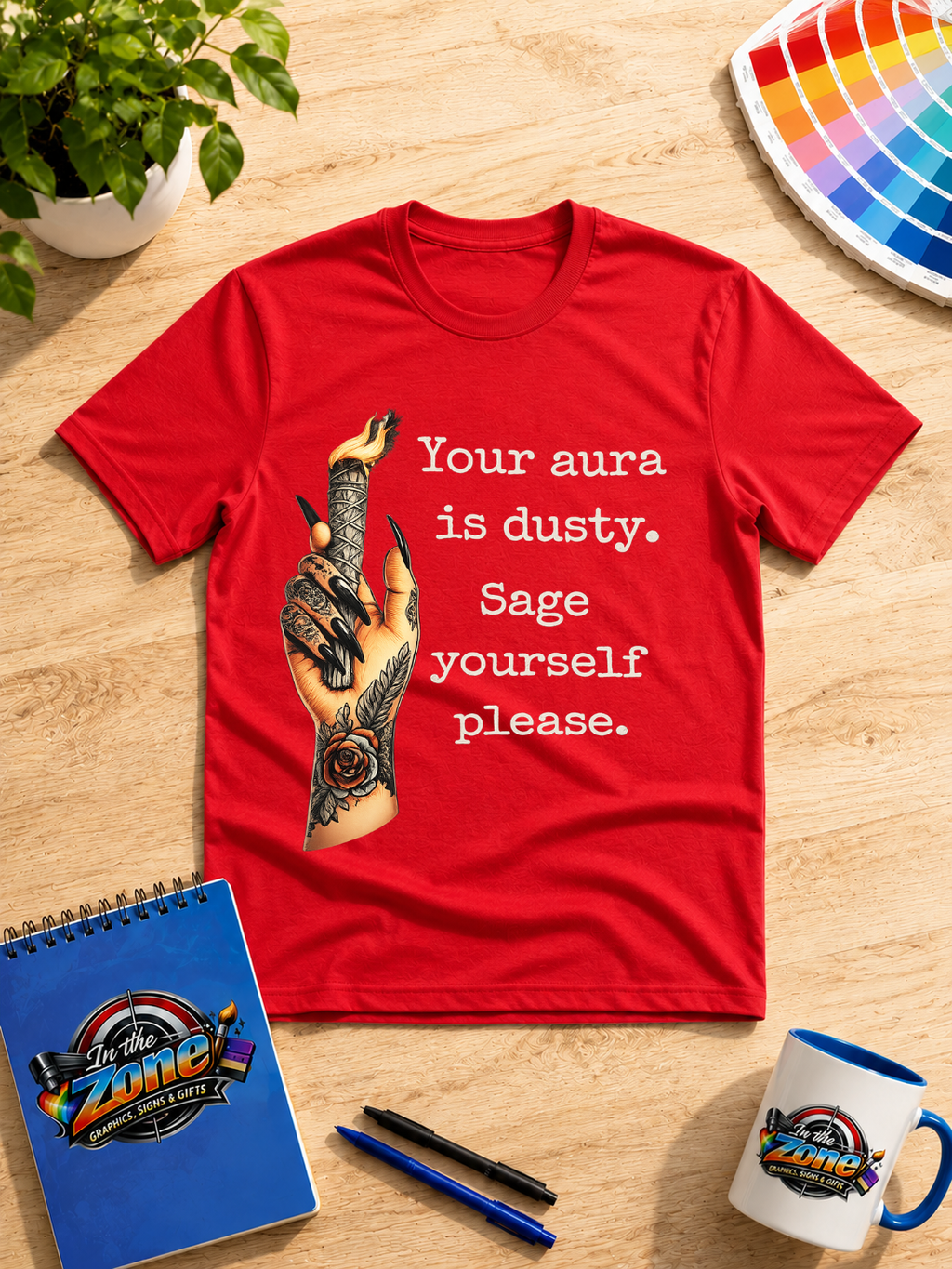 Your Aura Is Dusty, Sage Yourself Please Graphic Shirt – Funny Spiritual Witchy Tee