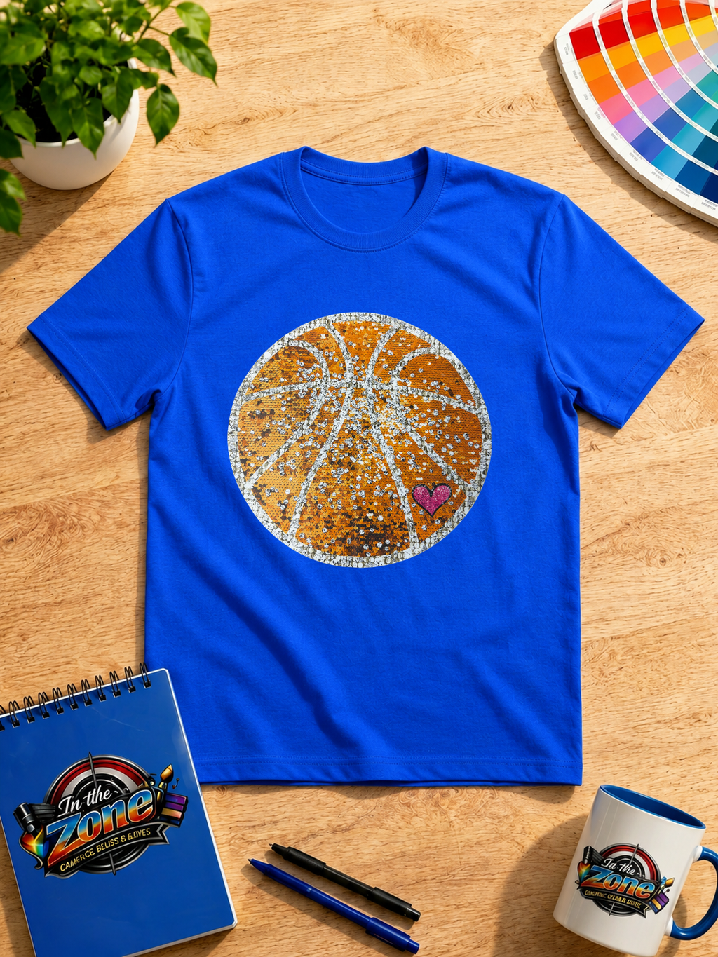 Sparkle Basketball Heart Graphic Shirt – Glitter Style Basketball Mom & Fan Tee