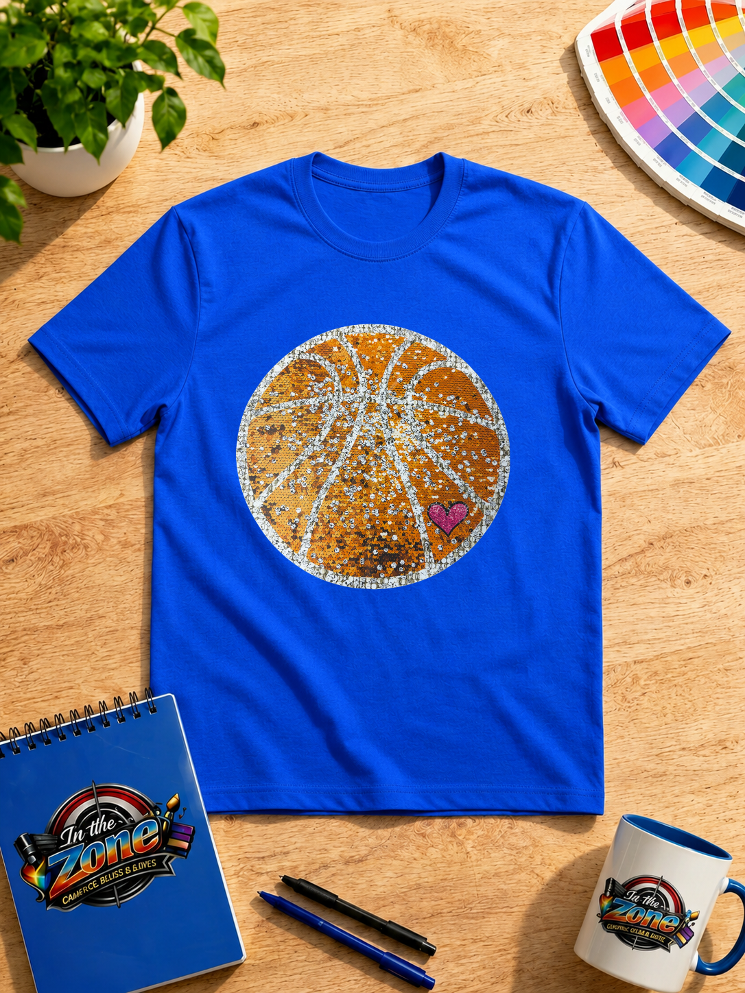 Sparkle Basketball Heart Graphic Shirt – Glitter Style Basketball Mom & Fan Tee