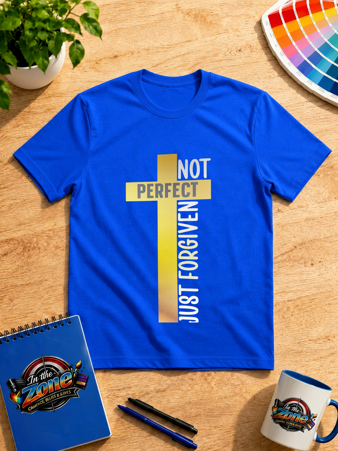 Not Perfect Just Forgiven Christian Graphic Shirt – Cross Faith Inspirational Tee