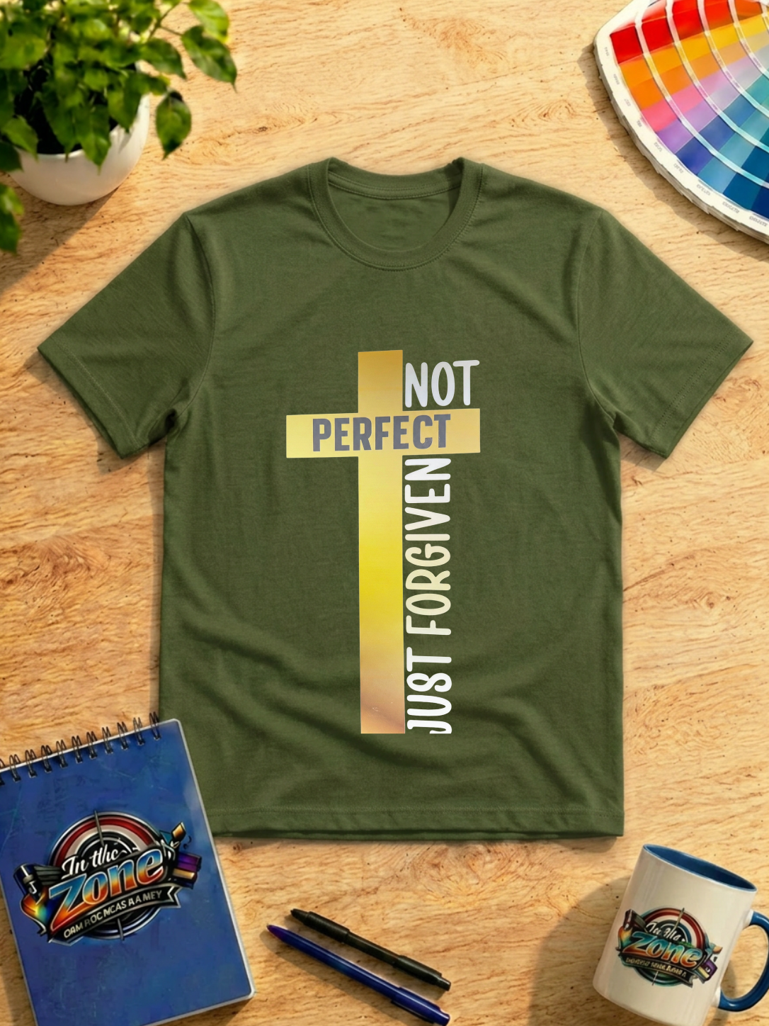 Not Perfect Just Forgiven Christian Graphic Shirt – Cross Faith Inspirational Tee